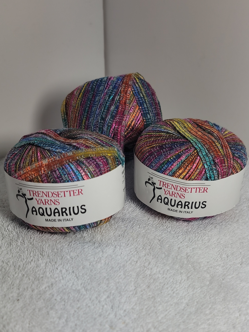Aquarius Multicolor Knit Yarn - Vibrant Rainbow NWT - 3 balls